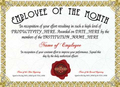 Free Employee Of The Month Certificate At