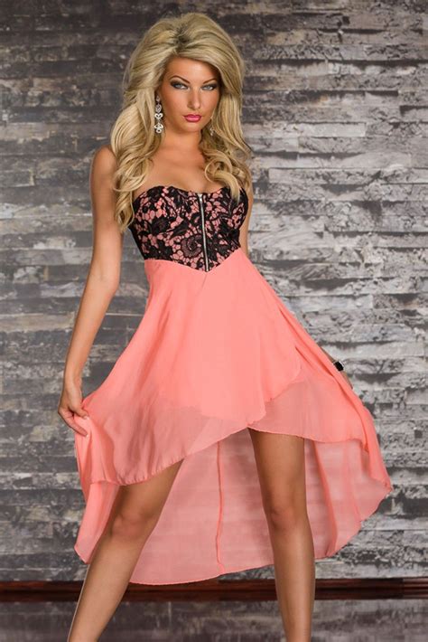 Summer Sexy Sweetheart Strapless Asymmetrical Lace Chiffon Club Party Dress On Luulla