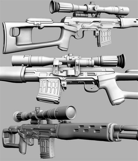 3d Model Svd Dragunov Sniper Rifle Model Vr Ar Low Poly Max Obj Fbx
