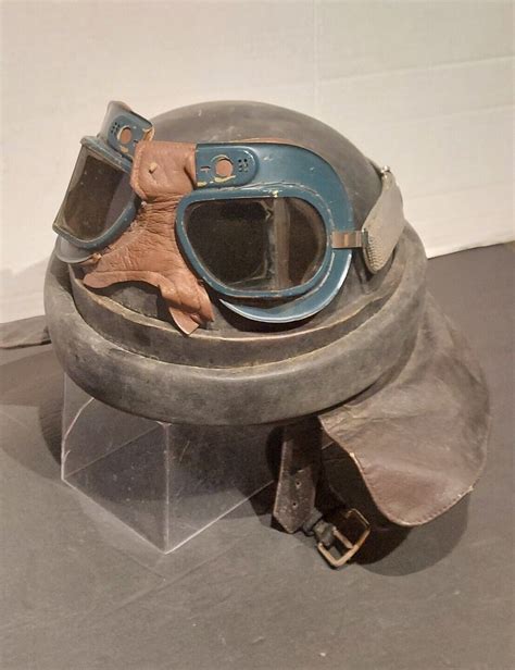 rare antique wwii italian military tankers helmet goggles estate find nr antique price