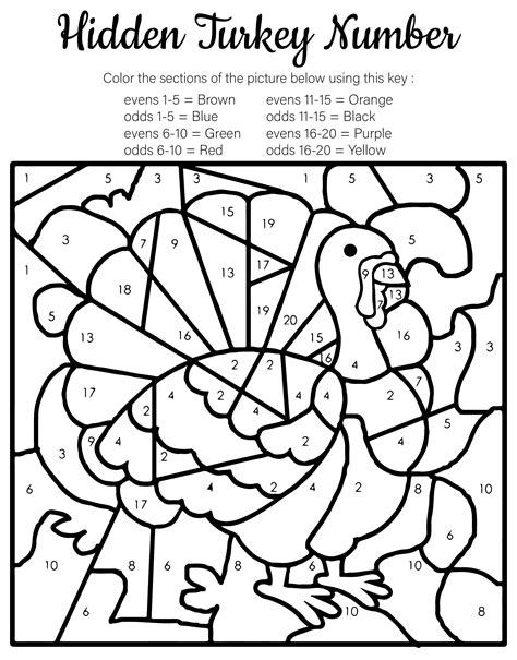 Thanksgiving Math Color By Number Sketch Coloring Page
