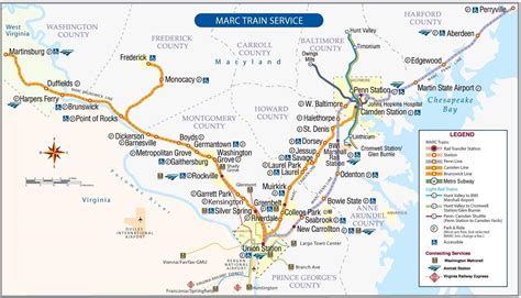 Map Of Washington Dc Train Railway Lines And Railway Stations Of