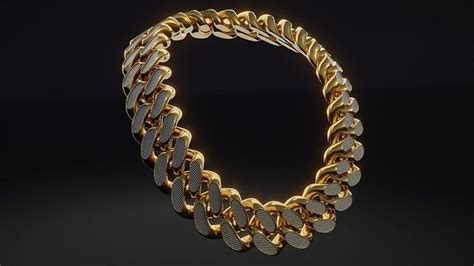 3d Model Large Gold Diamond Link Chain Vr Ar Low Poly Cgtrader