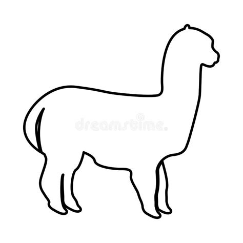 Alpaca Llama Lama Guanaco Silueta Gris Negro Color Vector Ilustración
