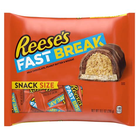 save on reese s fast break milk chocolate and peanut butter candy bars snack size order online