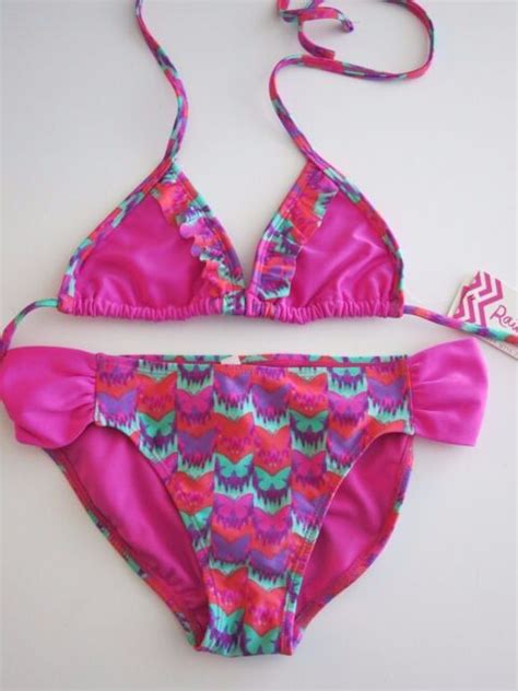 Raisinsroxy 14 Girls 2 Pc Bikini Love Set Swimsuit Pink Purple Green Ebay