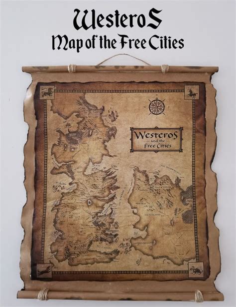 Game Of Thrones Map Of Westeros And The Free Cities Etsy