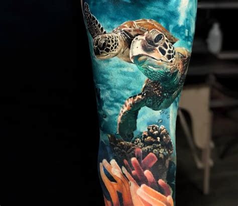 Brilliant And Vibrant Sea Turtle Tattoo Pictures Body Tattoo Art