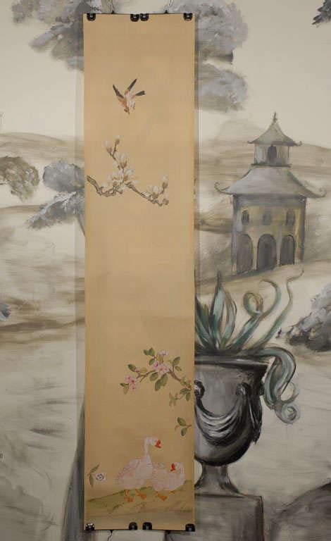 Six Hand Painted Panoramic Wall Paper Panels At 1stdibs