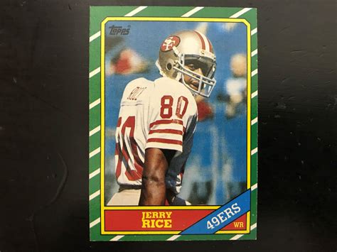 1986 topps jerry rice rookie card san francisco 49ers #161 football card #161. Lot - 1986 Topps # 161 Jerry Rice Rookie Card