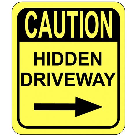 Buy Caution Hidden Driveway Right Arrow Outdoor Aluminum Metal Signs