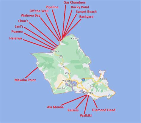 Map Of Oahu Surf Spots