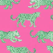 Leopard Parade Pink With Green Spoonflower