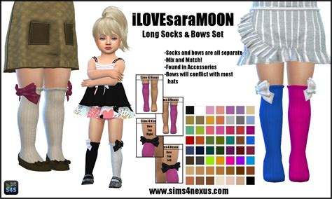 Ilovesaramoon Socks And Bows Set Sims 4 Nexus Sims 4 Sims 4 Toddler