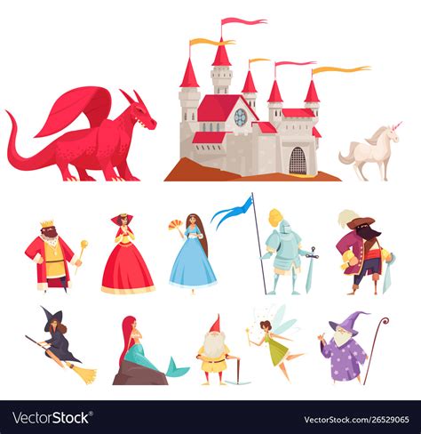 Fairy Tale Characters Icons Set Royalty Free Vector Image