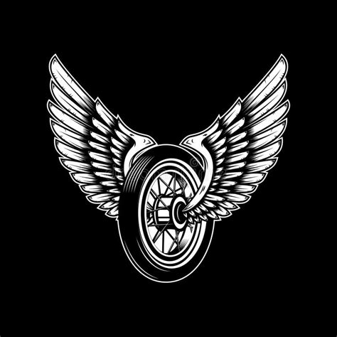 Winged Wheel In Monochrome Style Design Element For Logo Label Sign
