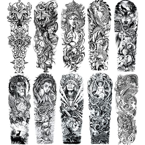 Buy Leoars Black Temporary Sleeve Tattoo For Men And Women Full Arm