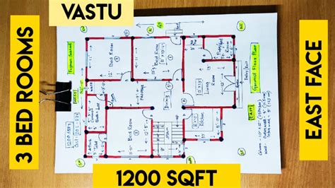 1200 Sqft East Facing House Plan With Vastu Ii 3 Bed Rooms House Plan