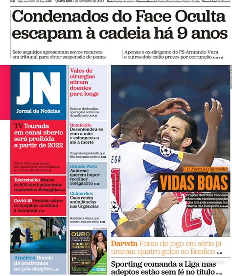 Capa Jornal De Notícias De 2020 11 04