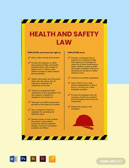 Download or print the 2021 face covering poster for free from the health. Health & Safety Law Poster Template Free PDF - Word ...