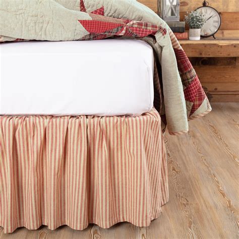 Ozark Red Ticking Stripe King Bed Skirt 78x80x16 By April Olive VHC