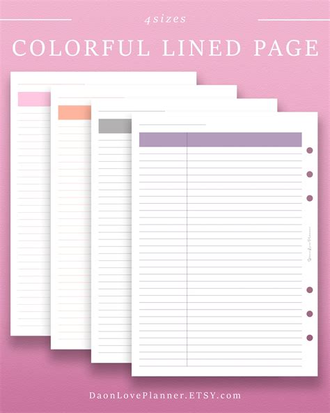 Printable Basic Lined Notebook Planner Lined Template For Etsy