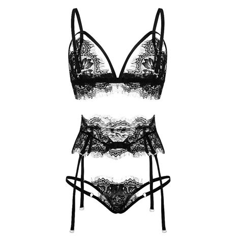 2021 New Sexy Fashion Sexy Black Lace Lingerie Sets Underwear Sleepwear Bra G String Pajamas