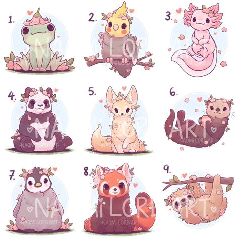 Cute Animals Pt 2 Stickers And Or Prints 6x6 Or 8x8 Etsy