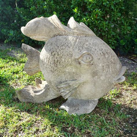 20th Century Large Limestone Fish Garden Statue At 1stdibs