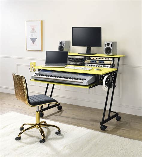 Desk set in the form of a tower, with napoleon's figure on the lid, the sides are decorated with engravings with napoleon's portreit musical movement is started with the key and plays one tune. Suitor Music Recording Studio Desk in Yellow & Black ...