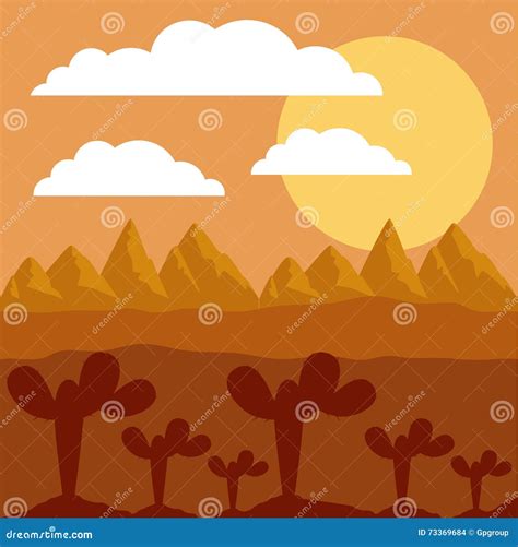 Desert Landscape Design Stock Vector Illustration Of Mountains 73369684