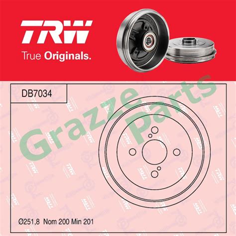 1 Pc Trw Brake Drum Rear Db7034 For Toyota Vios Ncp93 Ncp150 E And J