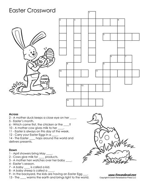 Free Printable Easter Crossword Puzzle Tims Printables