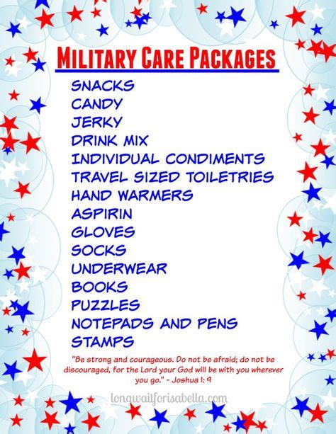Printable Military Care Package List And T Ideas Military Care