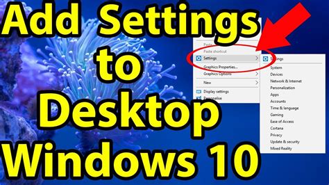 How To Add Settings To The Desktop Context Menu On Windows 10 Youtube