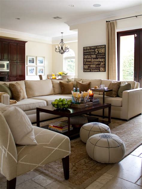 Neutral Living Room With Beige Sectional Hgtv