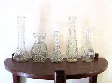 Set Of 5 Vintage Clear Glass Bud Vases Instant Collection Etsy Bud Vases Vase Clear Glass