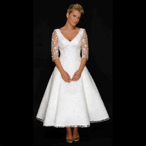 Plus Size Tea Length Wedding Dresses With Sleeves Wedding And Bridal
