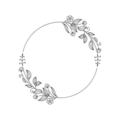 Hand Drawn Floral Wreath Circle Frame 8247168 Vector Art At Vecteezy