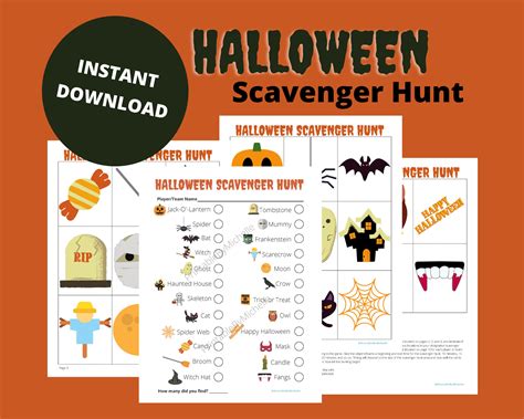 Halloween Scavenger Hunt Printable Instant Download Outdoor Etsy