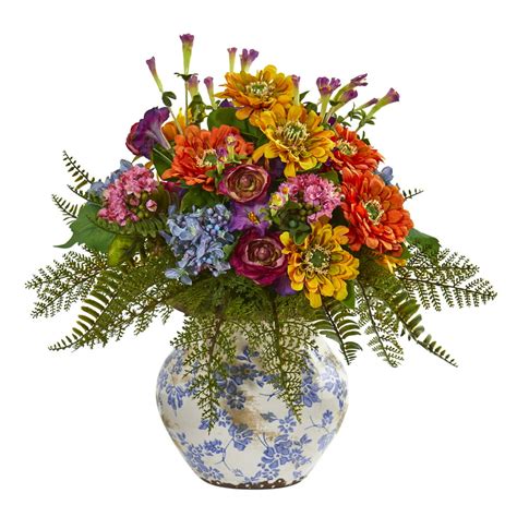 Nearly Natural 15 Mixed Floral Artificial Arrangement In Floral Vase