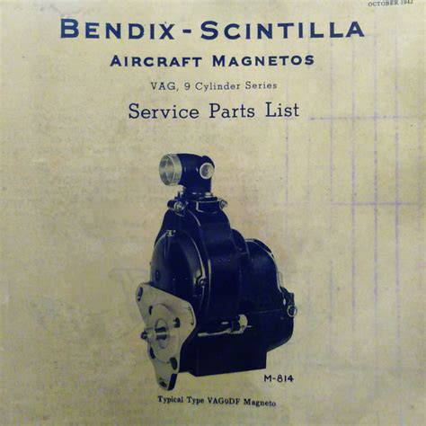Bendix Scintilla Magnetos Vag9 Series Parts Booklet Gs Plane Stuff