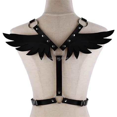 Womens Gothic Leather Angel Body Harness Belt Sexy Fetish Angel Wings