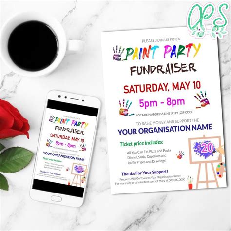 Paint Party Fundraiser Flyer Customizable Template Diy