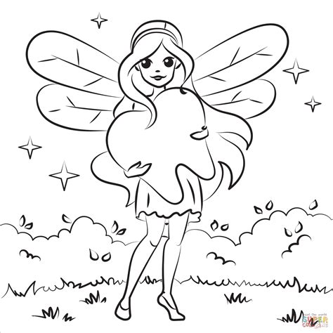 Dental hygiene outline clipart for children. Tooth Fairy coloring page | Free Printable Coloring Pages