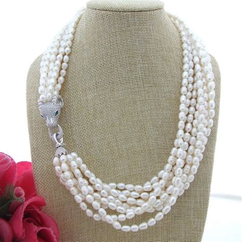 FC111104 21 9Strands White Rice Pearl Necklace Pearl Necklace