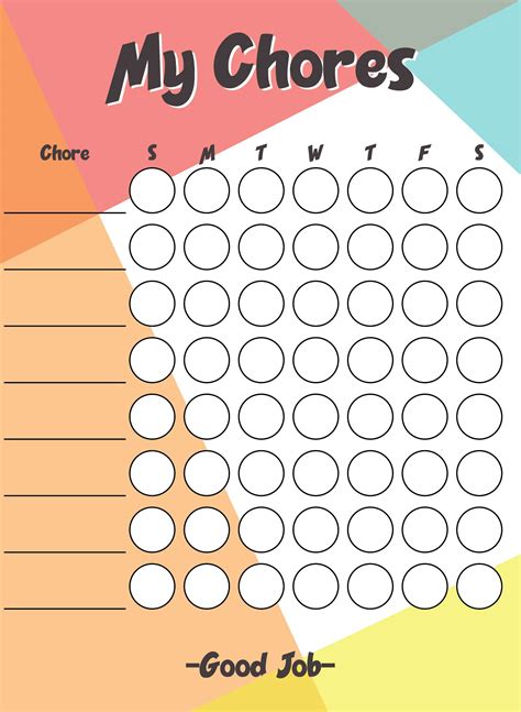 Chore Chart Printables Printable Chore Chart Chore Chart Kids Free