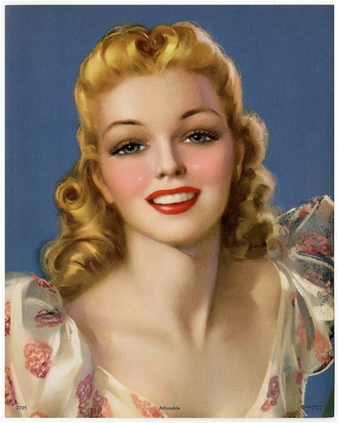 Vintage S Good Girl Art Pin Up Print By Jules Erbit Adorable Blonde