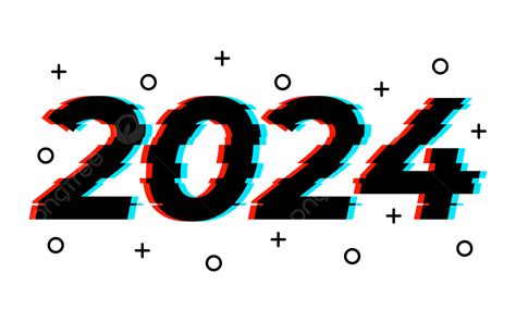 2024 Typography Glitch Art Happy New Year Vector 2024 Happy New Year