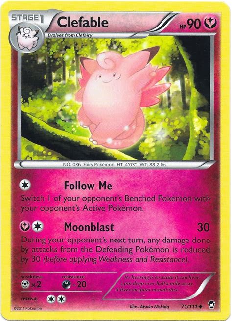 Clefable is a fairy type pokemon. Clefable -- Furious Fists Pokemon Card Review ...